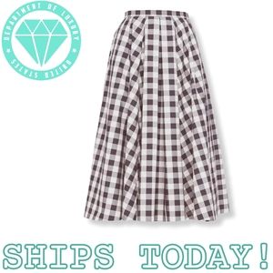 MICHAEL KORS Macro Gingham Midi Skirt Black Muslin Margot Robbie Anne Hathaway